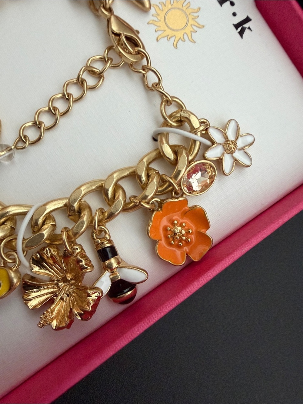 Piper K | Gold Tone Adjustable Lady Bug Bee Flower Charm Bracelet 🐞🌸🌷🦋 - Picture 5 of 12